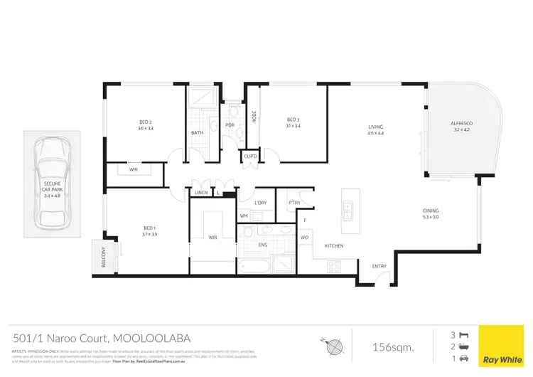 Floorplan of Homely apartment listing, 501/1 Naroo Court, Mooloolaba QLD 4557