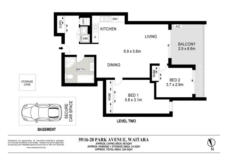 Floorplan of Homely apartment listing, 59/16-20 Park Avenue, Waitara NSW 2077