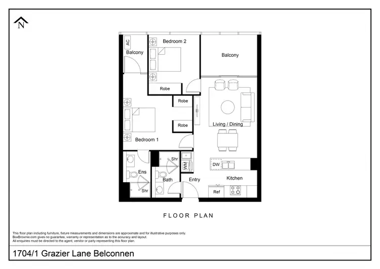 Floorplan of Homely apartment listing, 1704/1 Grazier Lane, Belconnen ACT 2617