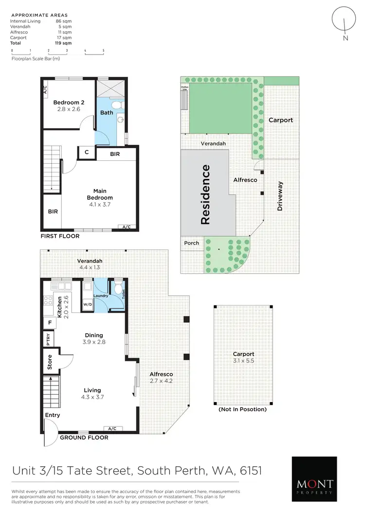 Floorplan of Homely townhouse listing, 3/15 Tate Street, South Perth WA 6151