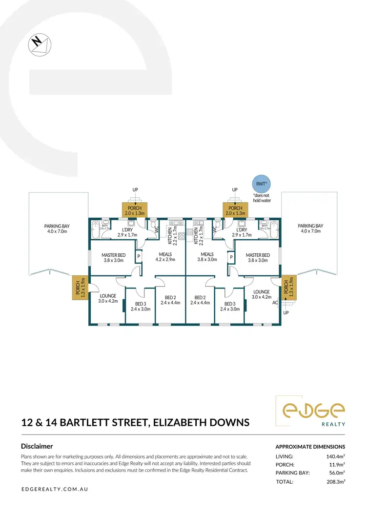 Floorplan of Homely house listing, 12 & 14 Bartlett Street, Elizabeth Downs SA 5113