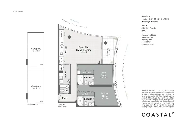 Floorplan of Homely apartment listing, The Mondrian 1505/48-58 The Esplanade, Burleigh Heads QLD 4220