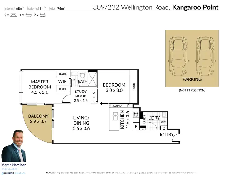 Floorplan of Homely apartment listing, 309/232 Wellington Road, Kangaroo Point QLD 4169