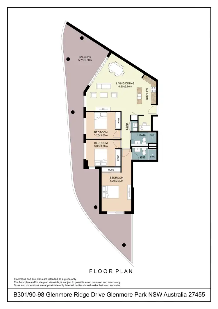 Floorplan of Homely apartment listing, B301/90-98 Glenmore Ridge Drive, Glenmore Park NSW 2745