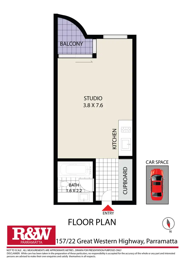 Floorplan of Homely studio listing, 157/22 Great Western Highway, Parramatta NSW 2150