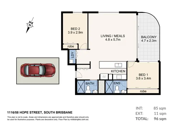 Floorplan of Homely apartment listing, 1116/58 Hope Street, South Brisbane QLD 4101