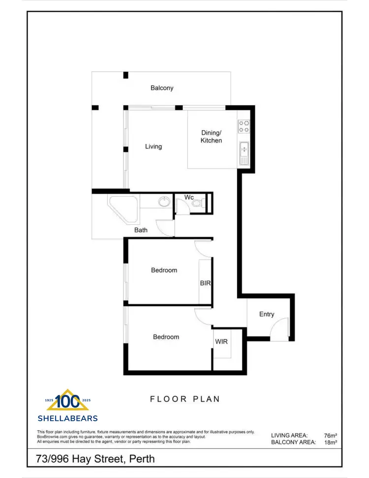 Floorplan of Homely unit listing, 73/996 Hay Street, Perth WA 6000