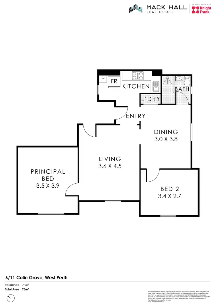 Floorplan of Homely apartment listing, 6/11 Colin Grove, West Perth WA 6005