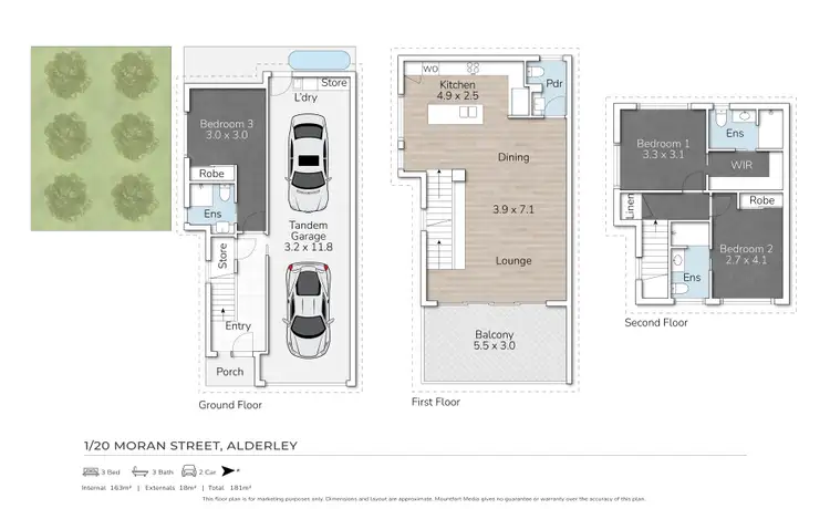 Floorplan of Homely townhouse listing, 1/20 Moran Street, Alderley QLD 4051