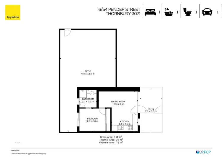Floorplan of Homely apartment listing, 6/54 Pender Street, Thornbury VIC 3071