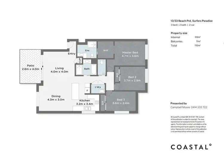 Floorplan of Homely apartment listing, 13/33 Beach Parade, Surfers Paradise QLD 4217