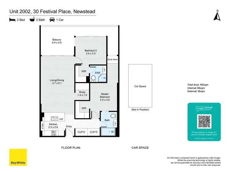Floorplan of Homely apartment listing, 2002/30 Festival Place, Newstead QLD 4006
