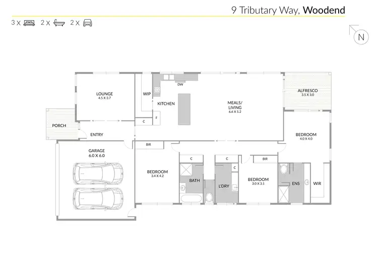 Floorplan of Homely house listing, 9 Tributary Way, Woodend VIC 3442