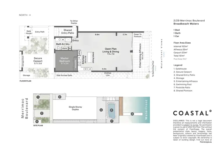 Floorplan of Homely semi-detached listing, 2/29 Merrimac Boulevard, Broadbeach Waters QLD 4218