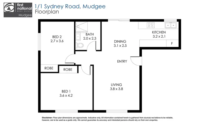 Floorplan of Homely unit listing, 1/1A Sydney Road, Mudgee NSW 2850