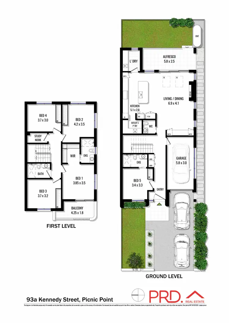 Floorplan of Homely semi-detached listing, 93a Kennedy Street, Picnic Point NSW 2213