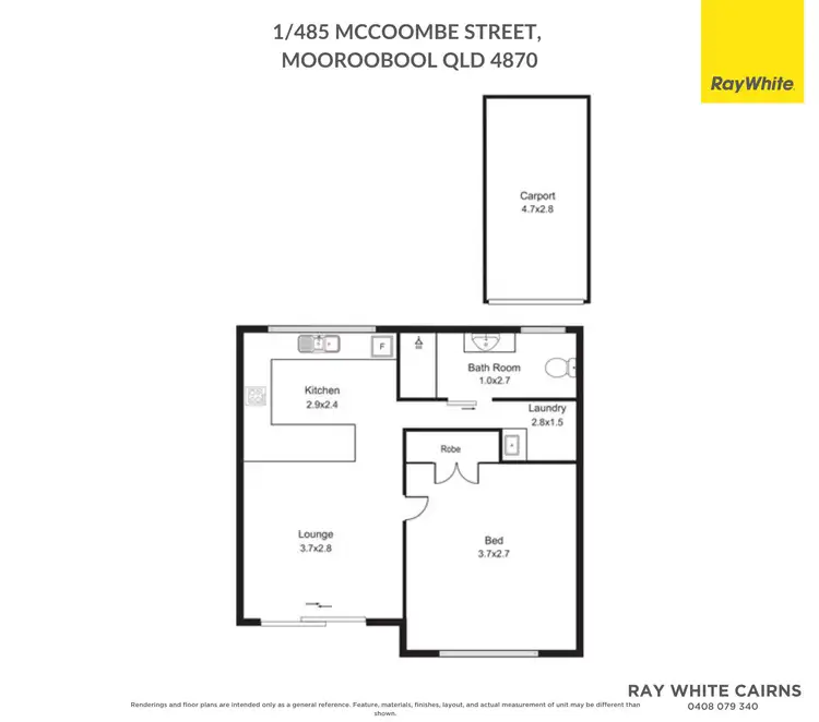 Floorplan of Homely unit listing, 1/485 McCoombe Street, Mooroobool QLD 4870
