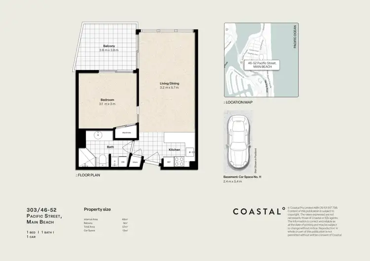Floorplan of Homely apartment listing, 303/46-52 Pacific Street, Main Beach QLD 4217