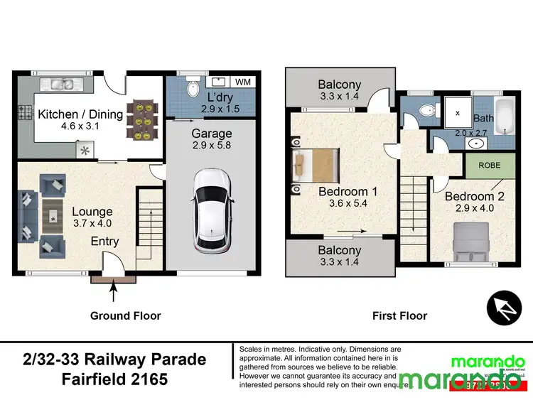 Floorplan of Homely townhouse listing, 2/32-33 Railway Parade, Fairfield NSW 2165