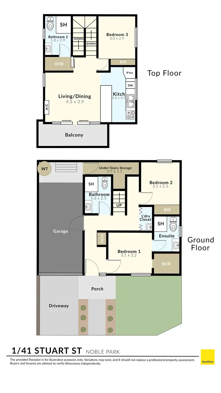 Floorplan of Homely townhouse listing, 1/41 Stuart Street, Noble Park VIC 3174