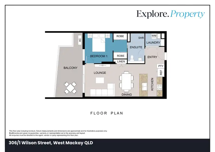 Floorplan of Homely unit listing, 306/1 Wilson Street, West Mackay QLD 4740