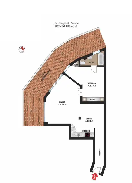 Floorplan of Homely apartment listing, 3/5 Campbell Parade, Bondi Beach NSW 2026