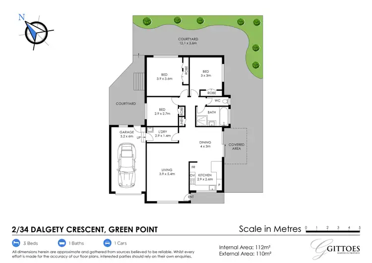 Floorplan of Homely semi-detached listing, 2/34 Dalgety Crescent, Green Point NSW 2251