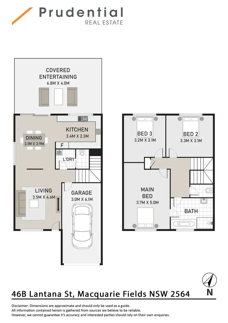 Floorplan of Homely semi-detached listing, 46B Lantana Street, Macquarie Fields NSW 2564