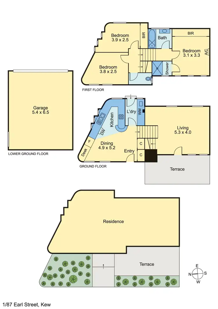Floorplan of Homely townhouse listing, 1/87 Earl Street, Kew VIC 3101