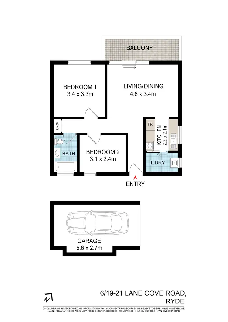 Floorplan of Homely apartment listing, 6/19-21 Lane Cove Road, Ryde NSW 2112