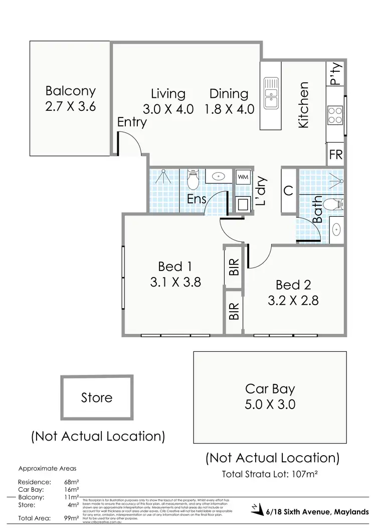 Floorplan of Homely apartment listing, 6/18 Sixth Avenue, Maylands WA 6051