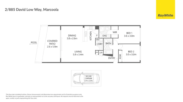 Floorplan of Homely unit listing, 2/885 David Low Way, Marcoola QLD 4564
