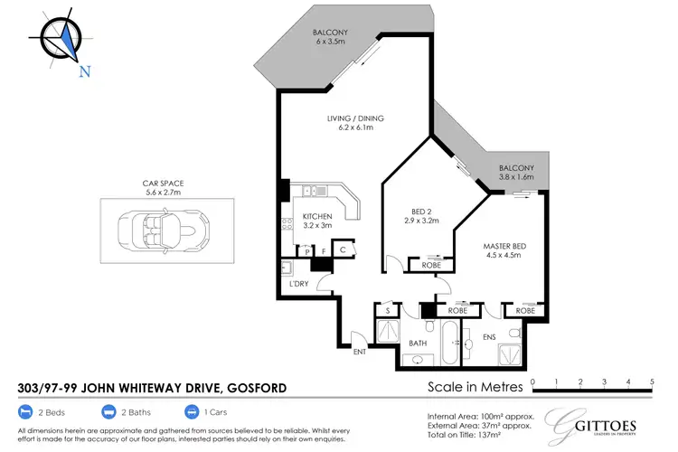 Floorplan of Homely unit listing, 303/97-99 John Whiteway Drive, Gosford NSW 2250