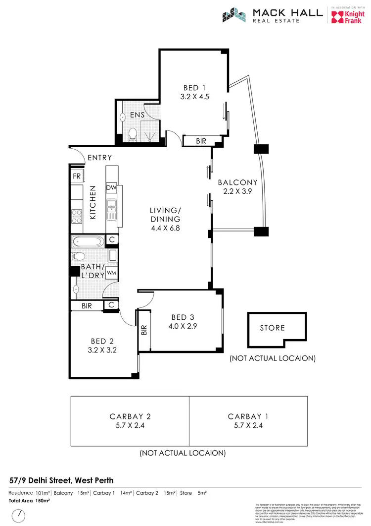 Floorplan of Homely apartment listing, 57/9 Delhi Street, West Perth WA 6005
