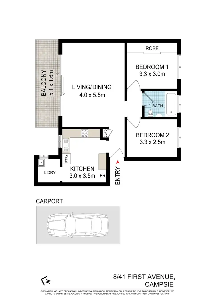 Floorplan of Homely apartment listing, 8/41 First Avenue, Campsie NSW 2194