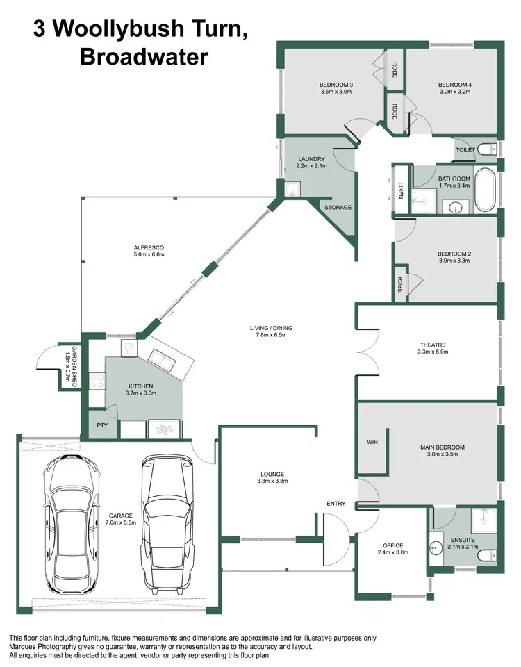 Floorplan of Homely house listing, 3 Woollybush Turn, Broadwater WA 6280