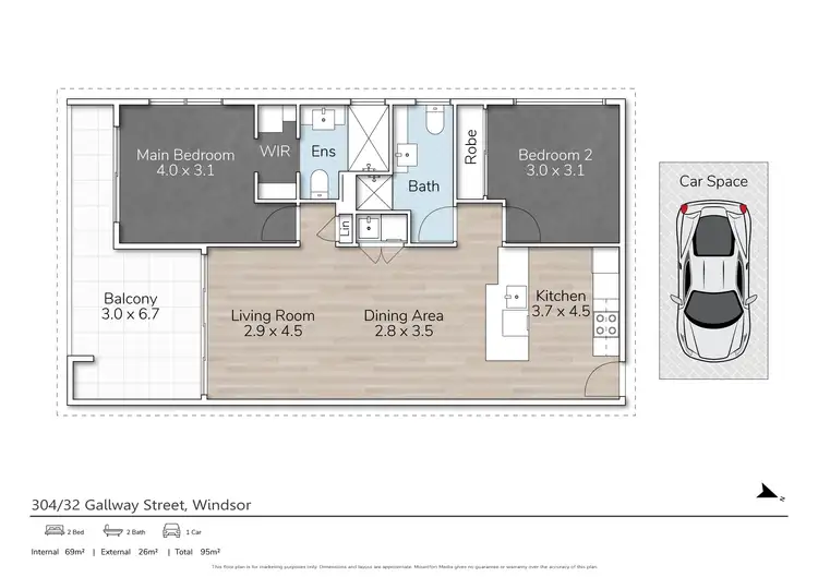 Floorplan of Homely unit listing, 304/32 Gallway Street, Windsor QLD 4030