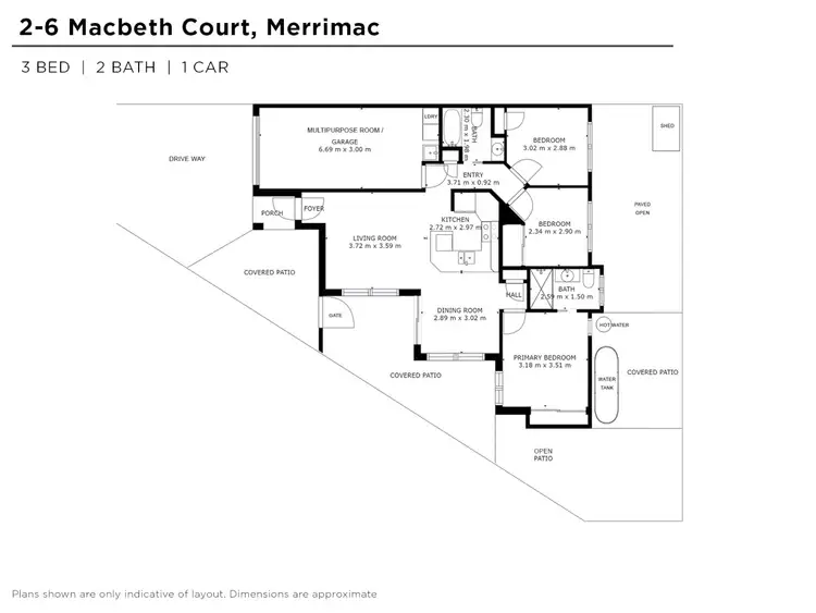 Floorplan of Homely semi-detached listing, 2/6 Macbeth Court, Merrimac QLD 4226