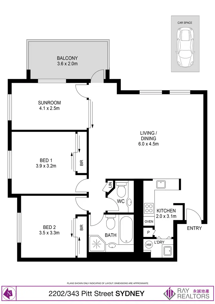Floorplan of Homely apartment listing, 2202/343 Pitt Street, Sydney NSW 2000