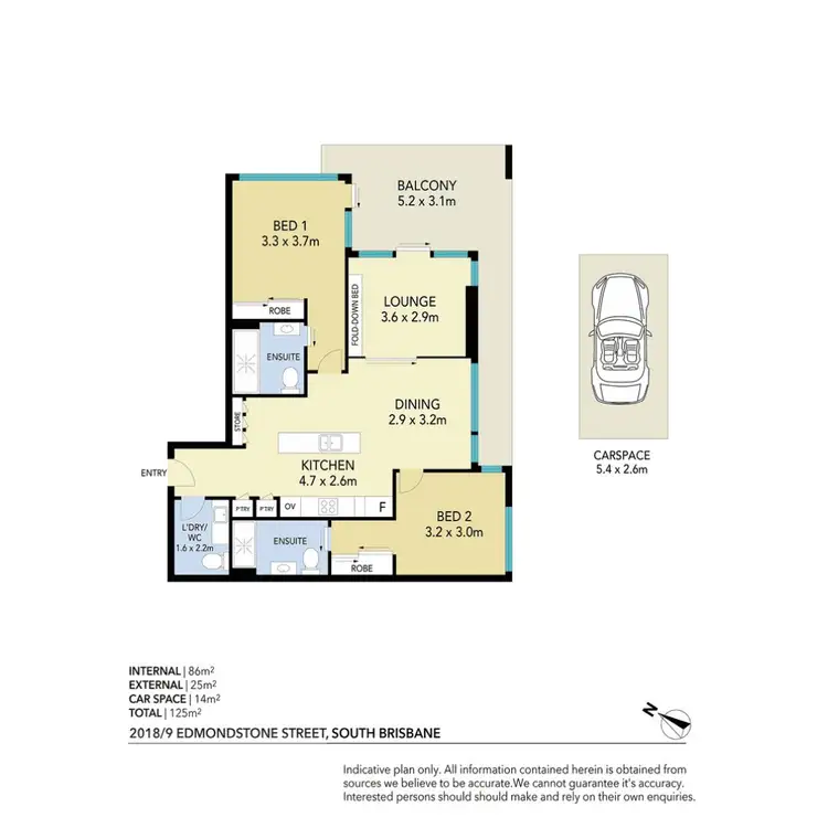 Floorplan of Homely apartment listing, 2018/9 Edmondstone Street, South Brisbane QLD 4101
