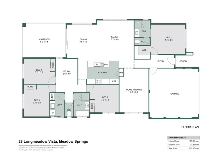 Floorplan of Homely house listing, 28 Longmeadow Vista, Meadow Springs WA 6210