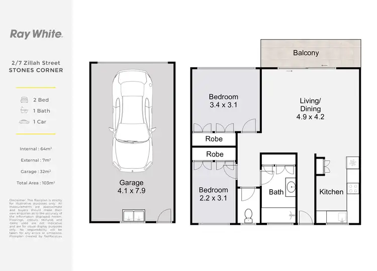Floorplan of Homely apartment listing, 2/7 Zillah Street, Stones Corner QLD 4120
