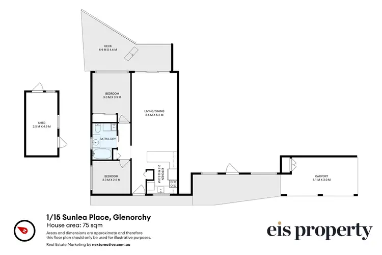 Floorplan of Homely unit listing, 1/15 Sunlea Place, Glenorchy TAS 7010