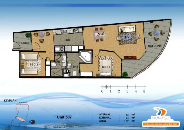Floorplan of Homely unit listing, 507/12 Otranto Av, Caloundra QLD 4551