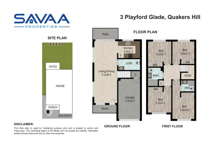 Floorplan of Homely townhouse listing, 3 Playford Glade, Quakers Hill NSW 2763