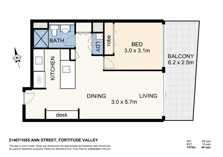 Floorplan of Homely apartment listing, 21407/1055 Ann Street, Newstead QLD 4006