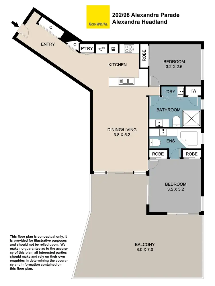 Floorplan of Homely unit listing, 202/98 Alexandra Parade, Alexandra Headland QLD 4572