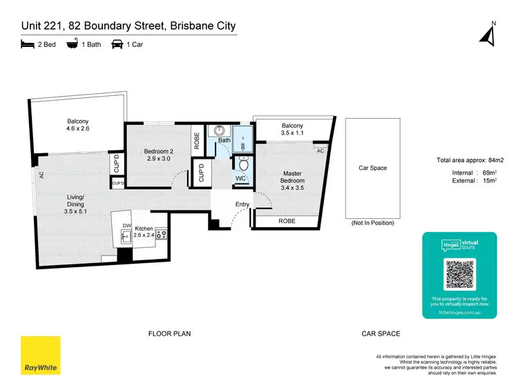 Floorplan of Homely apartment listing, 221/82 Boundary Street, Brisbane City QLD 4000