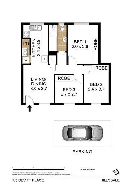 Floorplan of Homely unit listing, 7/3 Devitt Place, Hillsdale NSW 2036