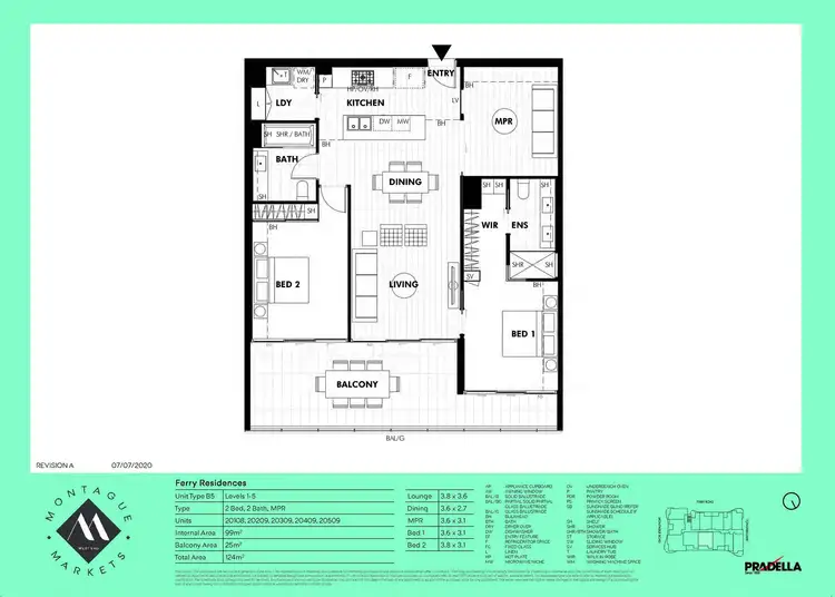 Floorplan of Homely apartment listing, 20108/1 Ferry Road, West End QLD 4101